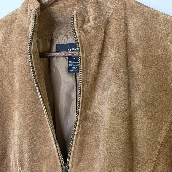Alfani Women's Brown Suede Leather Zip-Up Jacket – Boho Classic Chic - Size M - Picture 8 of 15